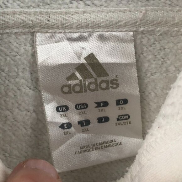 Adidas Mens Hooded Sweatshirt Size 2XL White Pullover Classic Embroidered Casual - Picture 3 of 9